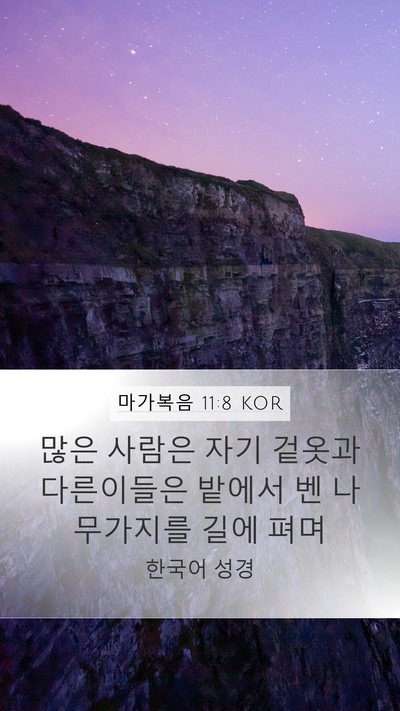 마가복음 11:8 KOR Mobile Phone Wallpaper - 많은 사람은 자기 겉옷과 다른이들은 - Mobile Bible Verse Wallpaper