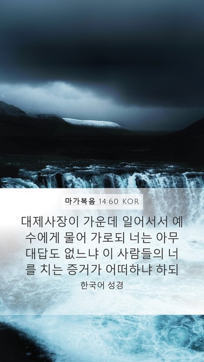 마가복음 14:60 KOR Mobile Phone Wallpaper - 대제사장이 가운데 일어서서 - Mobile Bible Verse Wallpaper