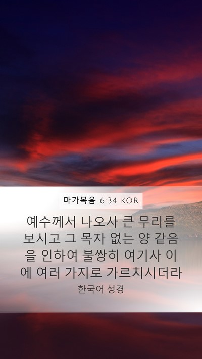 마가복음 6:34 KOR Bible Verse Image