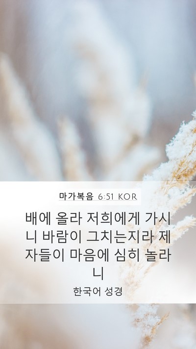 마가복음 6:51 KOR Bible Verse Image