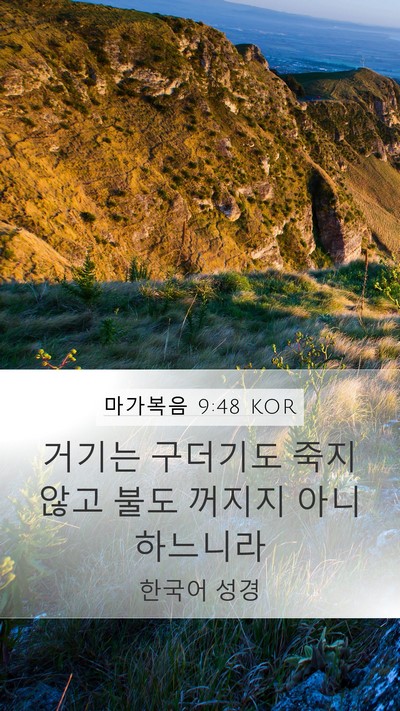 마가복음 9:48 KOR Mobile Phone Wallpaper - 거기는 구더기도 죽지 않고 불도 - Mobile Bible Verse Wallpaper