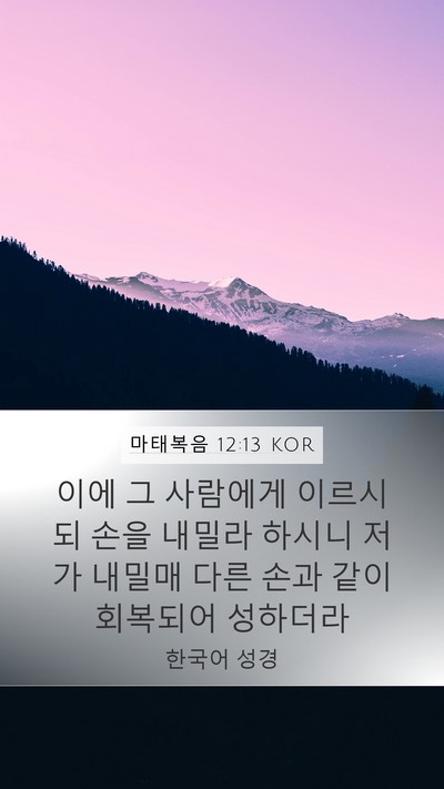 마태복음 12:13 KOR Mobile Phone Wallpaper - 이에 그 사람에게 이르시되 손을 - Mobile Bible Verse Wallpaper