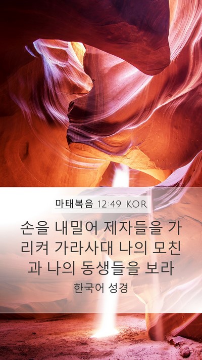 마태복음 12:49 KOR Mobile Phone Wallpaper - 손을 내밀어 제자들을 가리켜 - Mobile Bible Verse Wallpaper