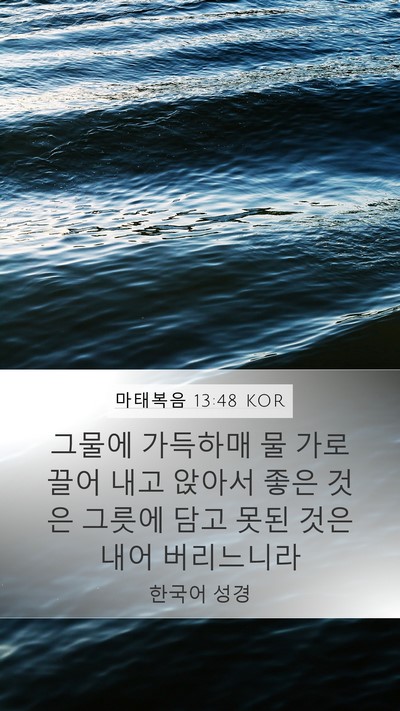 마태복음 13:48 KOR Mobile Phone Wallpaper - 그물에 가득하매 물 가로 끌어 내고 - Mobile Bible Verse Wallpaper