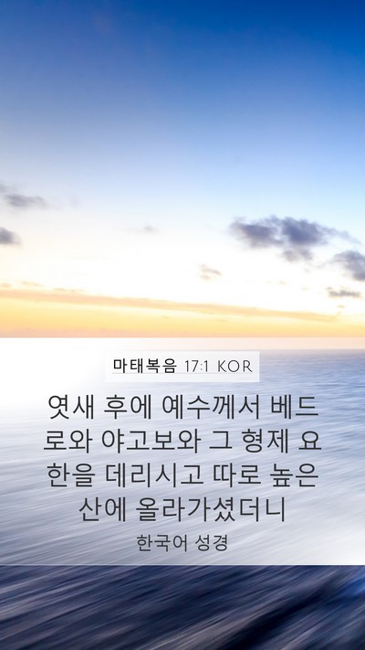 마태복음 17:1 KOR Mobile Phone Wallpaper - 엿새 후에 예수께서 베드로와 - Mobile Bible Verse Wallpaper