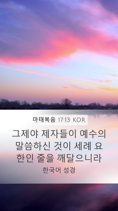 마태복음 17:13 KOR Mobile Phone Wallpaper - 그제야 제자들이 예수의 말씀하신 - Mobile Bible Verse Wallpaper