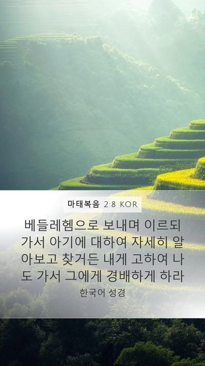 마태복음 2:8 KOR Mobile Phone Wallpaper - 베들레헴으로 보내며 이르되 가서 - Mobile Bible Verse Wallpaper