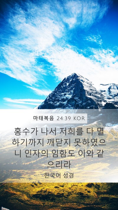마태복음 24:39 KOR Bible Verse Image