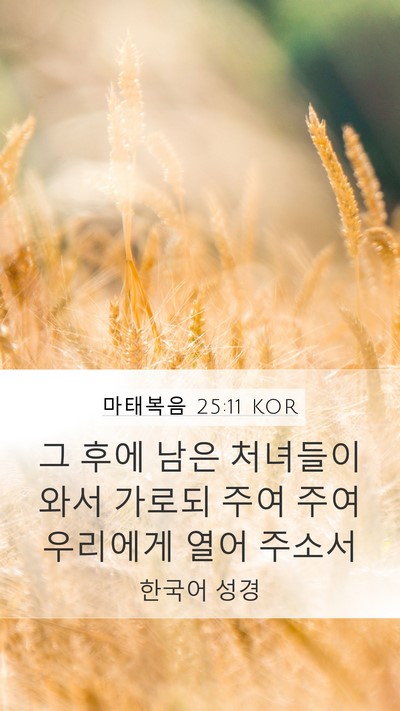 마태복음 25:11 KOR Bible Verse Image