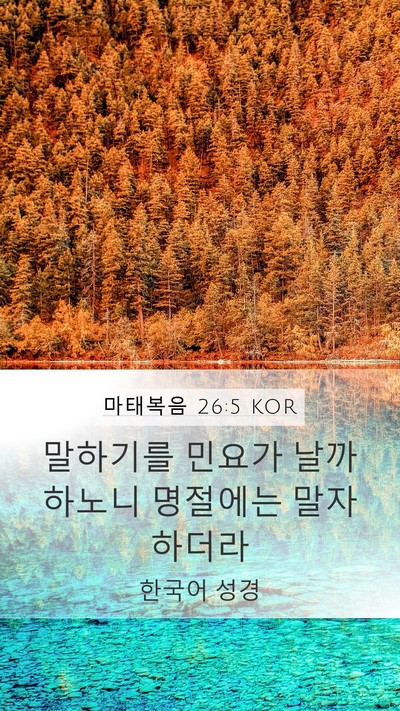 마태복음 26:5 KOR Mobile Phone Wallpaper - 말하기를 민요가 날까 하노니 - Mobile Bible Verse Wallpaper