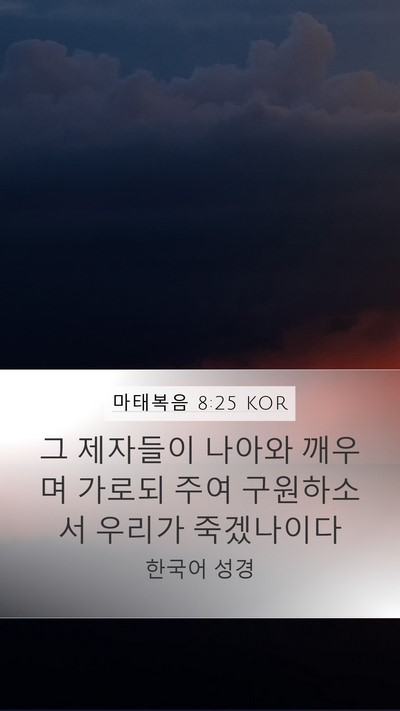 마태복음 8:25 KOR Mobile Phone Wallpaper - 그 제자들이 나아와 깨우며 가로되 - Mobile Bible Verse Wallpaper
