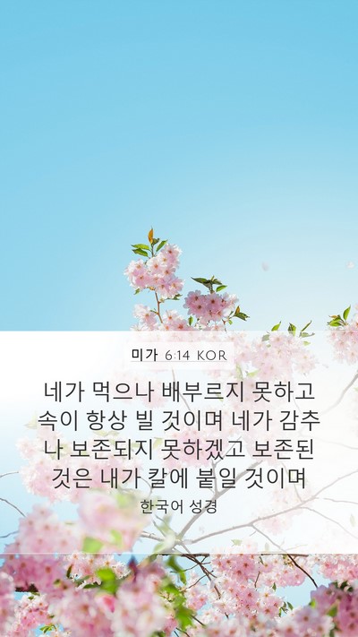 미가 6:14 KOR Bible Verse Image