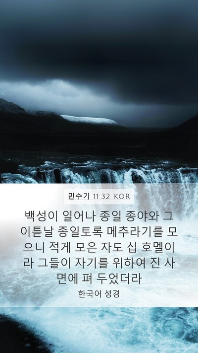 민수기 11:32 KOR Mobile Phone Wallpaper - 백성이 일어나 종일 종야와 그 - Mobile Bible Verse Wallpaper
