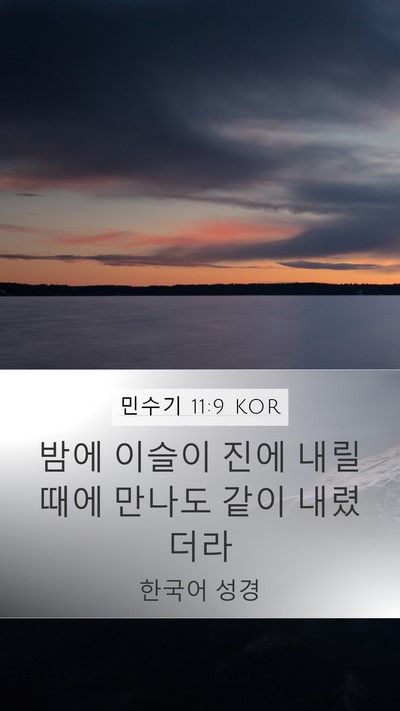 민수기 11:9 KOR Mobile Phone Wallpaper - 밤에 이슬이 진에 내릴 때에 만나도 - Mobile Bible Verse Wallpaper