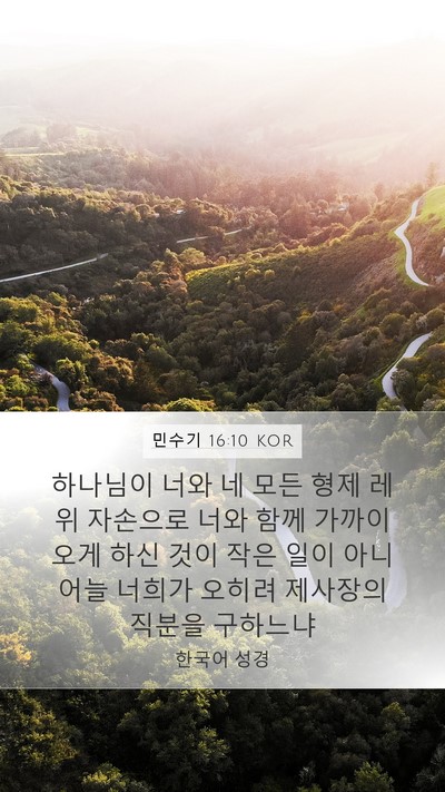 민수기 16:10 KOR Mobile Phone Wallpaper - 하나님이 너와 네 모든 형제 레위 - Mobile Bible Verse Wallpaper