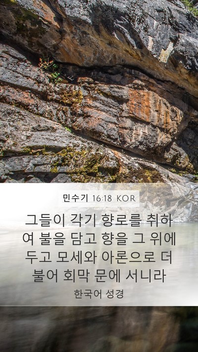 민수기 16:18 KOR Bible Verse Image
