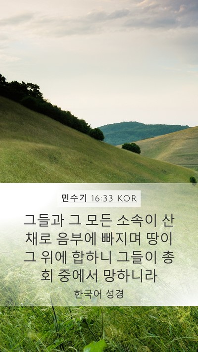 민수기 16:33 KOR Bible Verse Image