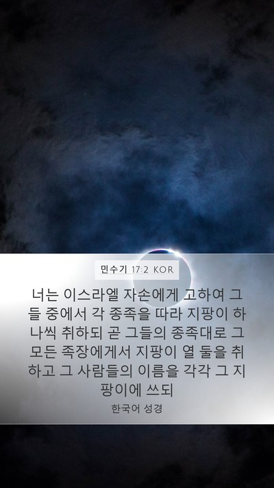 민수기 17:2 KOR Mobile Phone Wallpaper - 너는 이스라엘 자손에게 고하여 그들 - Mobile Bible Verse Wallpaper