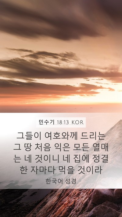 민수기 18:13 KOR Mobile Phone Wallpaper - 그들이 여호와께 드리는 그 땅 처음 - Mobile Bible Verse Wallpaper