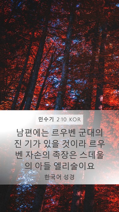 민수기 2:10 KOR Mobile Phone Wallpaper - 남편에는 르우벤 군대의 진 기가 - Mobile Bible Verse Wallpaper