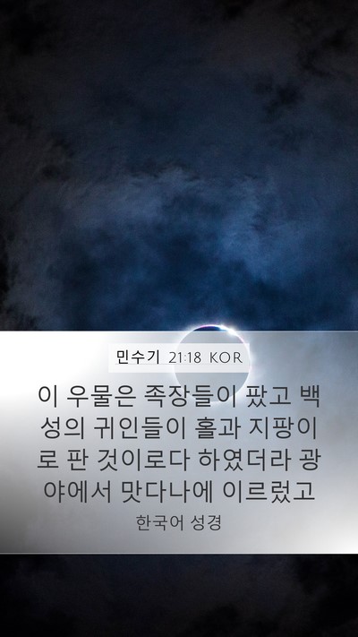 민수기 21:18 KOR Mobile Phone Wallpaper - 이 우물은 족장들이 팠고 백성의 - Mobile Bible Verse Wallpaper