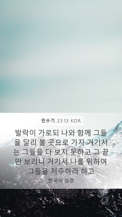 민수기 23:13 KOR Mobile Phone Wallpaper - 발락이 가로되 나와 함께 그들을 - Mobile Bible Verse Wallpaper