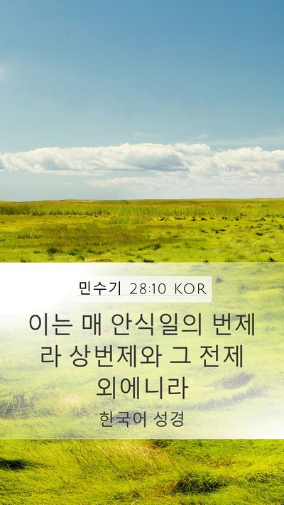 민수기 28:10 KOR Mobile Phone Wallpaper - 이는 매 안식일의 번제라 상번제와 - Mobile Bible Verse Wallpaper