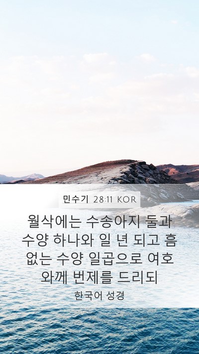 민수기 28:11 KOR Mobile Phone Wallpaper - 월삭에는 수송아지 둘과 수양 하나와 - Mobile Bible Verse Wallpaper