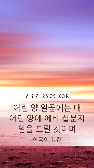민수기 28:29 KOR Mobile Phone Wallpaper - 어린 양 일곱에는 매 어린 양에 에바 - Mobile Bible Verse Wallpaper