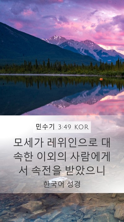 민수기 3:49 KOR Mobile Phone Wallpaper - 모세가 레위인으로 대속한 이외의 - Mobile Bible Verse Wallpaper