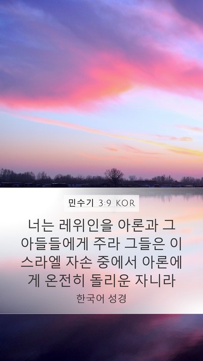 민수기 3:9 KOR Mobile Phone Wallpaper - 너는 레위인을 아론과 그 아들들에게 - Mobile Bible Verse Wallpaper