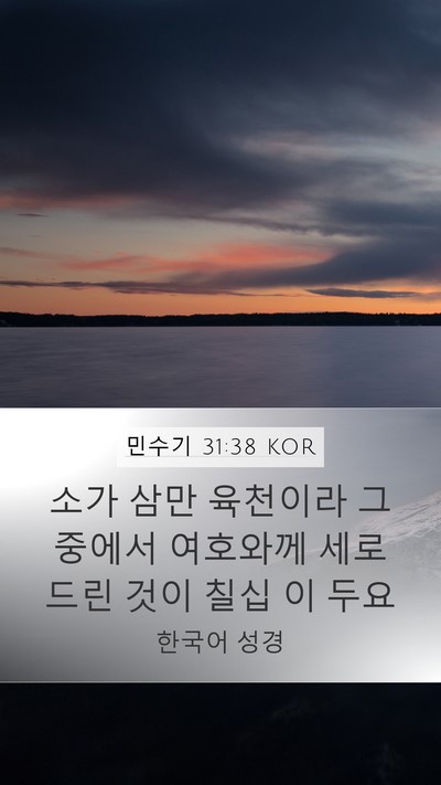 민수기 31:38 KOR Mobile Phone Wallpaper - 소가 삼만 육천이라 그 중에서 - Mobile Bible Verse Wallpaper
