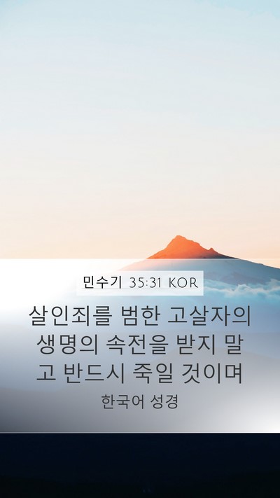 민수기 35:31 KOR Bible Verse Image