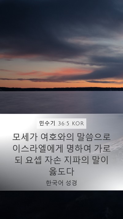 민수기 36:5 KOR Mobile Phone Wallpaper - 모세가 여호와의 말씀으로 - Mobile Bible Verse Wallpaper