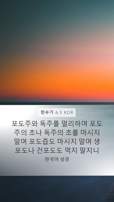 민수기 6:3 KOR Mobile Phone Wallpaper - 포도주와 독주를 멀리하며 포도주의 - Mobile Bible Verse Wallpaper