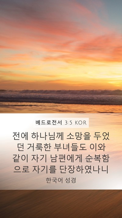 베드로전서 3:5 KOR Bible Verse Image