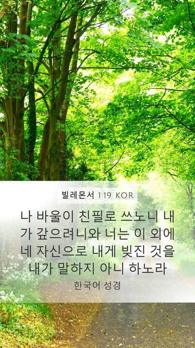 빌레몬서 1:19 KOR Mobile Phone Wallpaper - 나 바울이 친필로 쓰노니 내가 - Mobile Bible Verse Wallpaper