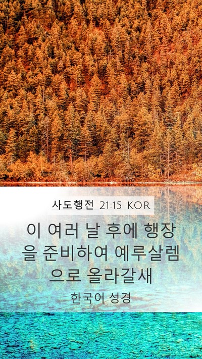 사도행전 21:15 KOR Mobile Phone Wallpaper - 이 여러 날 후에 행장을 준비하여 - Mobile Bible Verse Wallpaper