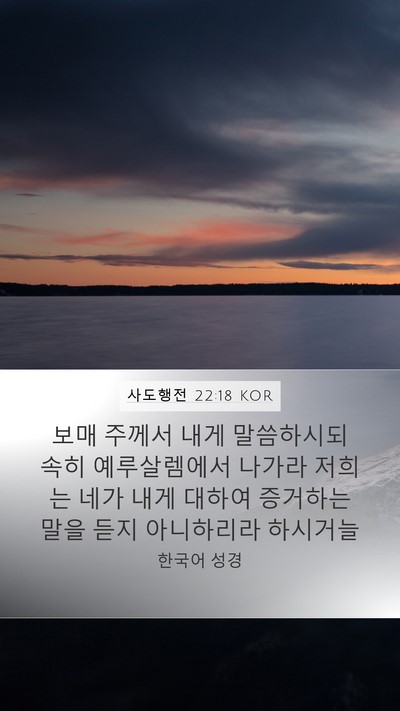 사도행전 22:18 KOR Bible Verse Image