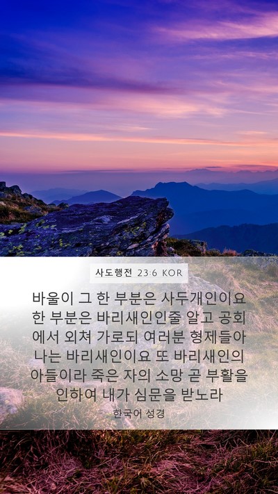 사도행전 23:6 KOR Bible Verse Image