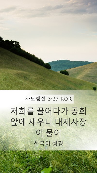 사도행전 5:27 KOR Bible Verse Image