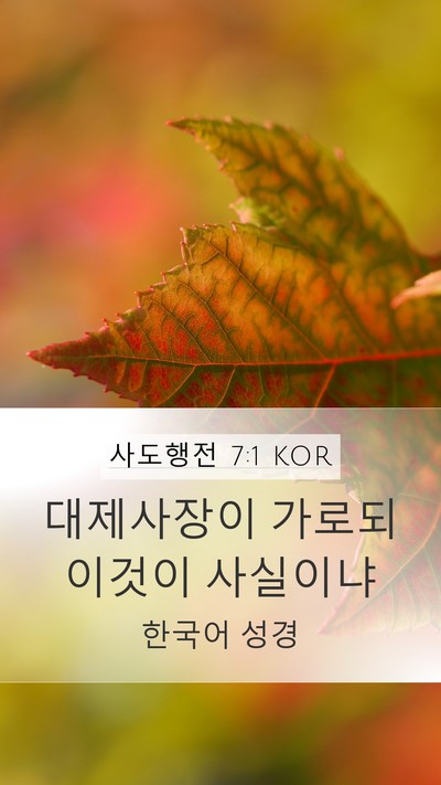 사도행전 7:1 KOR Mobile Phone Wallpaper - 대제사장이 가로되 이것이 - Mobile Bible Verse Wallpaper