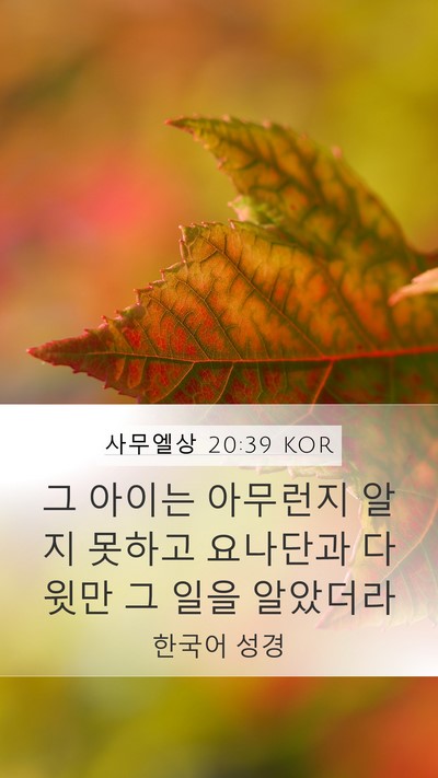 사무엘상 20:39 KOR Mobile Phone Wallpaper - 그 아이는 아무런지 알지 못하고 - Mobile Bible Verse Wallpaper