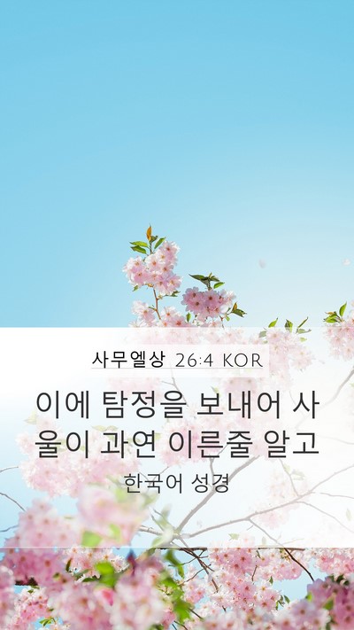사무엘상 26:4 KOR Mobile Phone Wallpaper - 이에 탐정을 보내어 사울이 과연 - Mobile Bible Verse Wallpaper