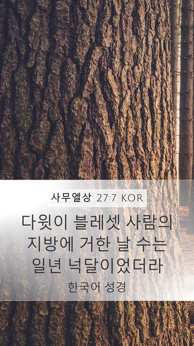 사무엘상 27:7 KOR Mobile Phone Wallpaper - 다윗이 블레셋 사람의 지방에 거한 - Mobile Bible Verse Wallpaper