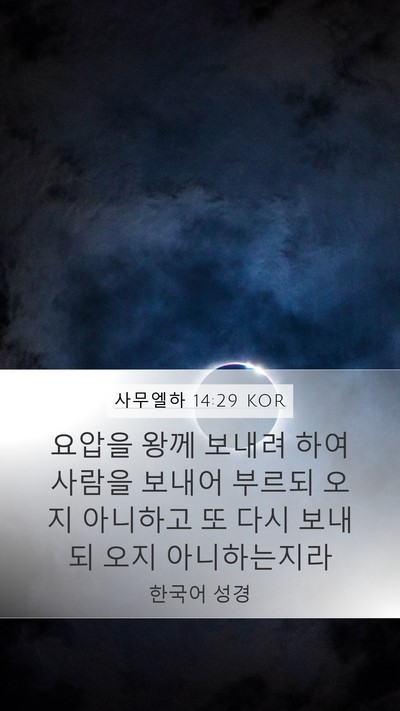 사무엘하 14:29 KOR Mobile Phone Wallpaper - 요압을 왕께 보내려 하여 사람을 - Mobile Bible Verse Wallpaper