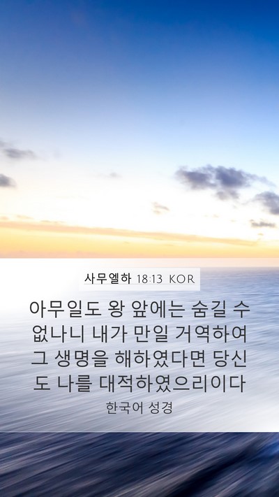 사무엘하 18:13 KOR Mobile Phone Wallpaper - 아무일도 왕 앞에는 숨길 수 없나니 - Mobile Bible Verse Wallpaper