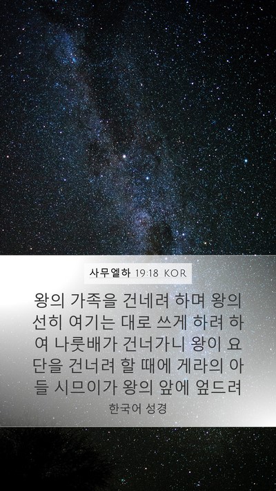 사무엘하 19:18 KOR Mobile Phone Wallpaper - 왕의 가족을 건네려 하며 왕의 선히 - Mobile Bible Verse Wallpaper