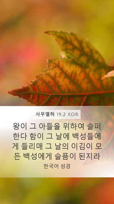 사무엘하 19:2 KOR Mobile Phone Wallpaper - 왕이 그 아들을 위하여 슬퍼한다 - Mobile Bible Verse Wallpaper