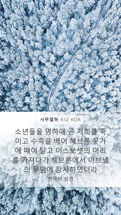 사무엘하 4:12 KOR Mobile Phone Wallpaper - 소년들을 명하매 곧 저희를 죽이고 - Mobile Bible Verse Wallpaper